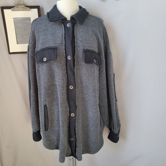 Free People Ruby Fleece Jacket Washed Black S - Picture 2 of 16